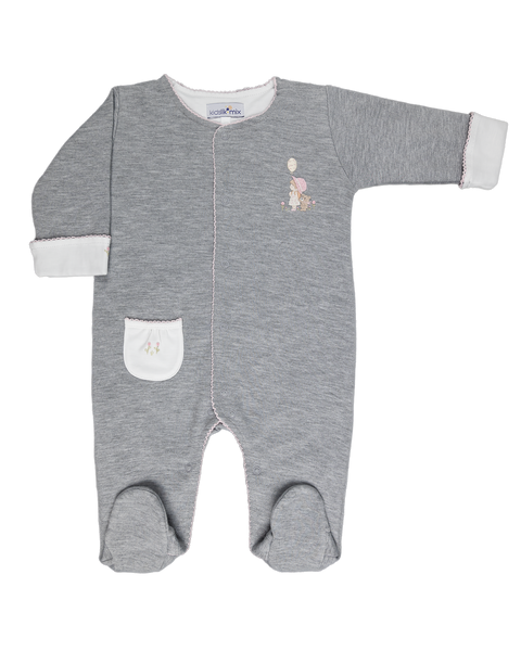 Baby Balloon Bear Girl Open Front Pima Jumpsuit