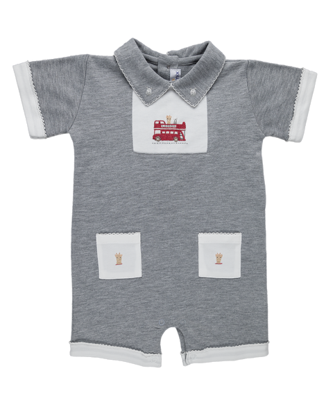 Baby Boy London Bus Pima Pocket Romper