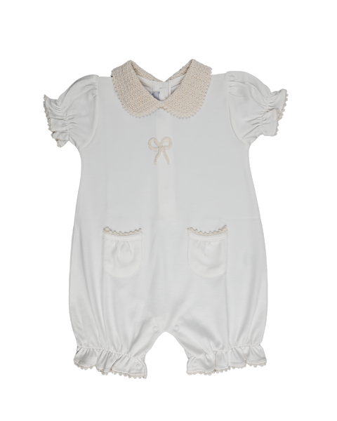 Baby Girl Romantic Cream Pima Romper