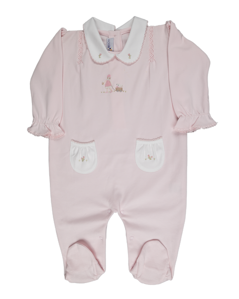 Baby Girl and Bunny Open Back Pima Jumpsuit