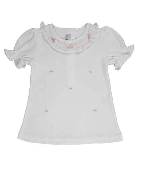 Baby Line Roses White Round Collar Pima Dress Diaper Cover