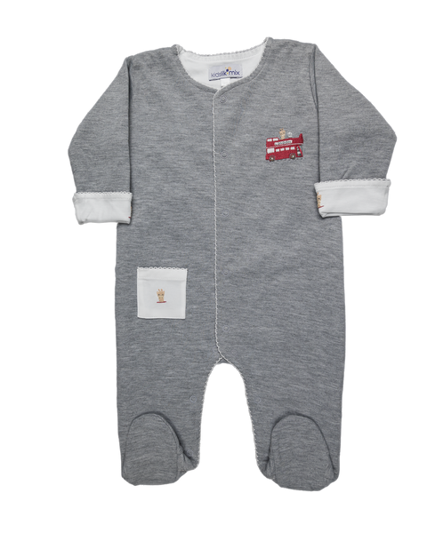 Baby London Bus Double Open Front Pima Jumpsuit