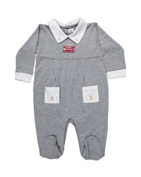 Baby London Bus Pocket Open Back Pima Jumpsuit