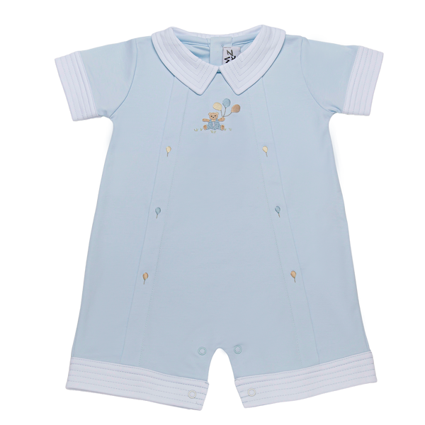 Baby Balloon Blue Bear Pima Romper