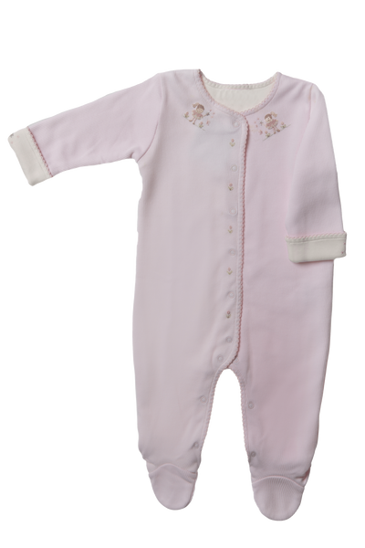 Baby Fairy Girl Open Front Jacquard Pima Jumpsuit Double Side