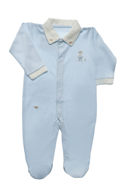 Baby Farmer Boy Open Front Basic Collar Pima Jumpsuit