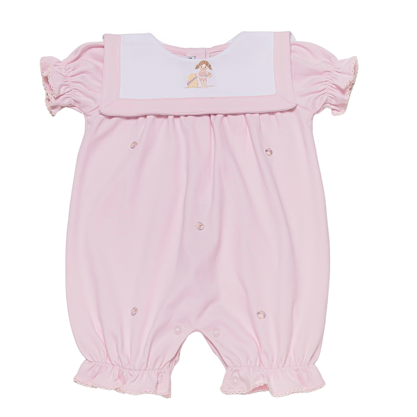 Baby Beach Girl Square Collar Pima Romper