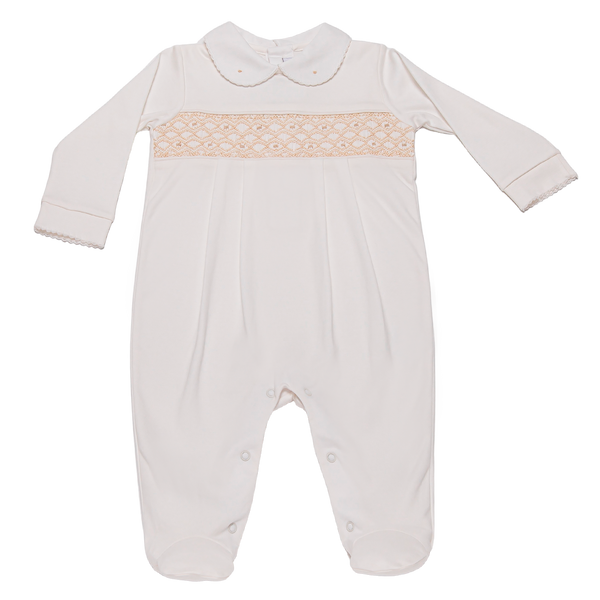 Baby Cream Smock open back Jumpsuit
