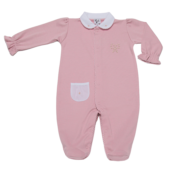 Baby Pink Heart Pocket Pima Open Front Jumpsuit