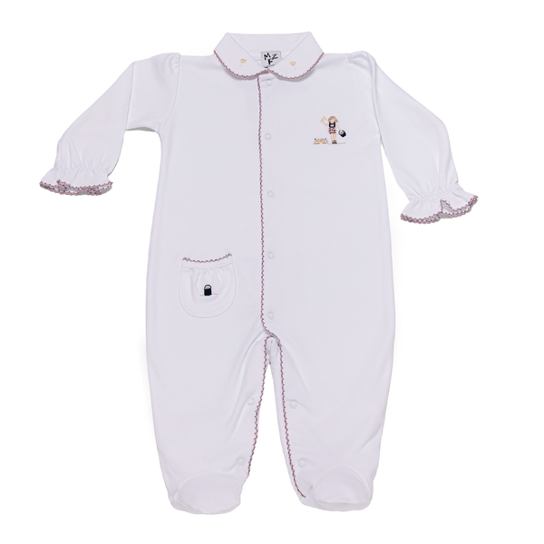 Baby Girl White Summer Open Front Pima Jumpsuit