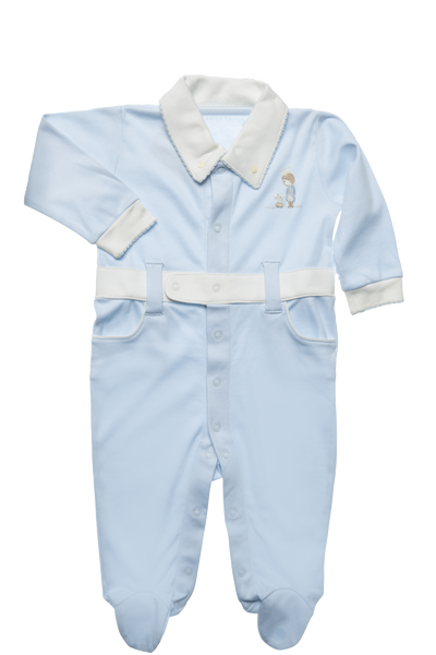 Baby Prince Open Front Belt Basic Collar Pima Jumpsuit