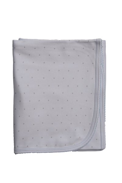 Baby Star Print Double Side Blue Pima Blanket