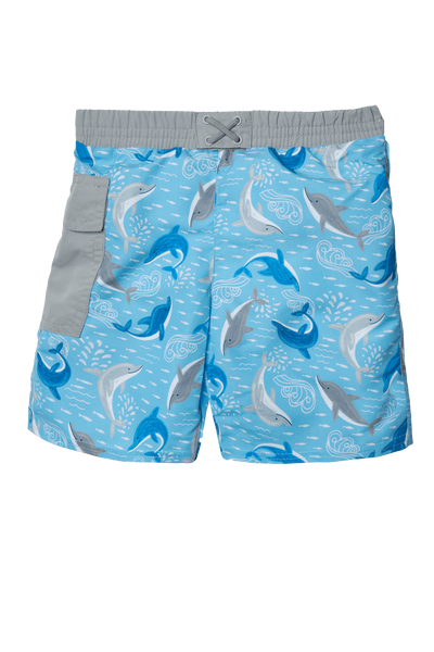 Dolphins Right Pocket Shorts Reusable Absorbent Swim Diaper