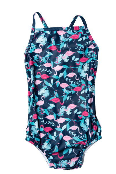 Flamingos Swimsuit Built in Reusable Absorbent Swim Diaper